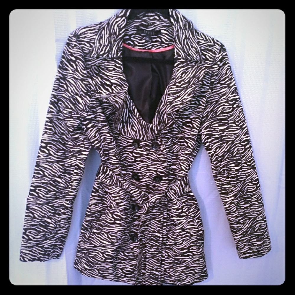 Sandro Studio Zebra Print Ruffle Trench Coat, Sz L